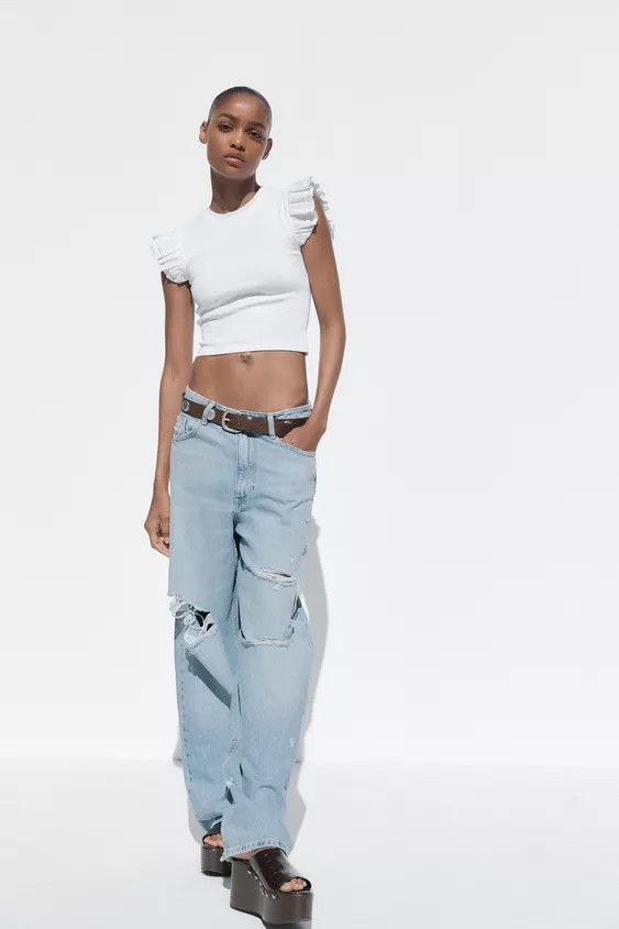 RUFFLED RIBBED SHIRT | Zara US