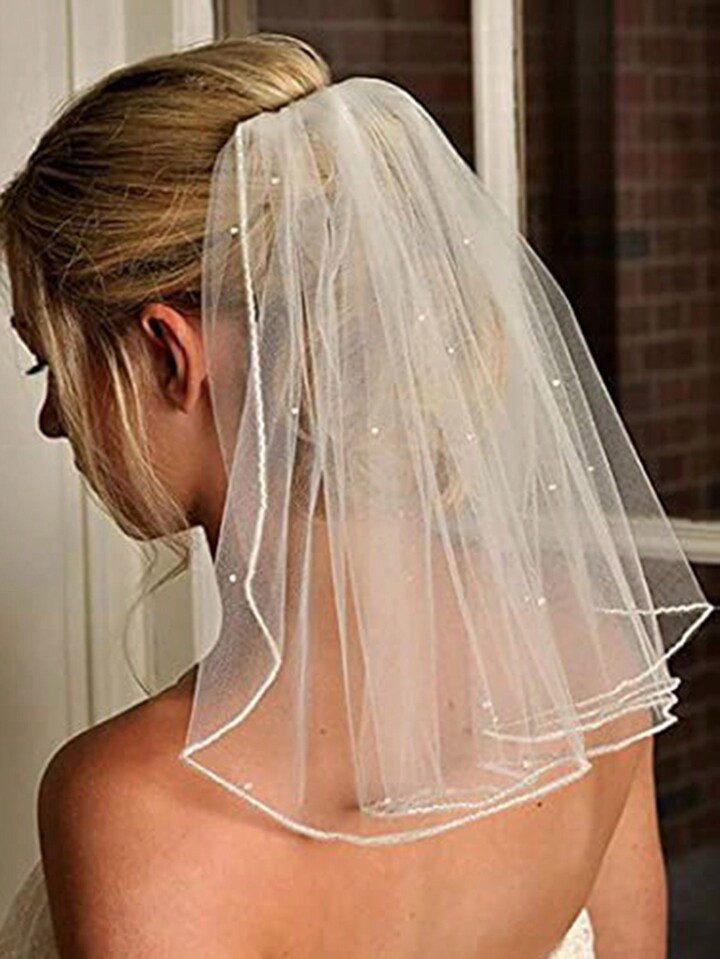 1pc Bridal Veil, Korean Style Short Small Veil For Wedding Dress, Ideal For Travel/Vacation, Internet Celebrity Photo Prop Halloween | SHEIN