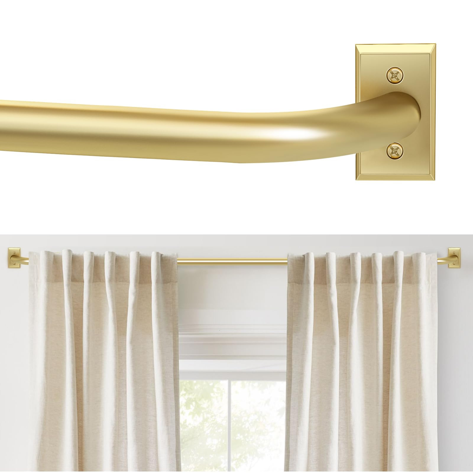 Gold Curtain Rods, Room Darkening Curtain Rod for Windows 48 to 90 Inches(4-7.5Ft), Wrap Around C... | Amazon (US)