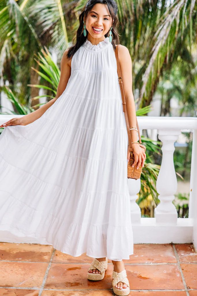 Come To Me Off White Tiered Midi Dress | The Mint Julep Boutique