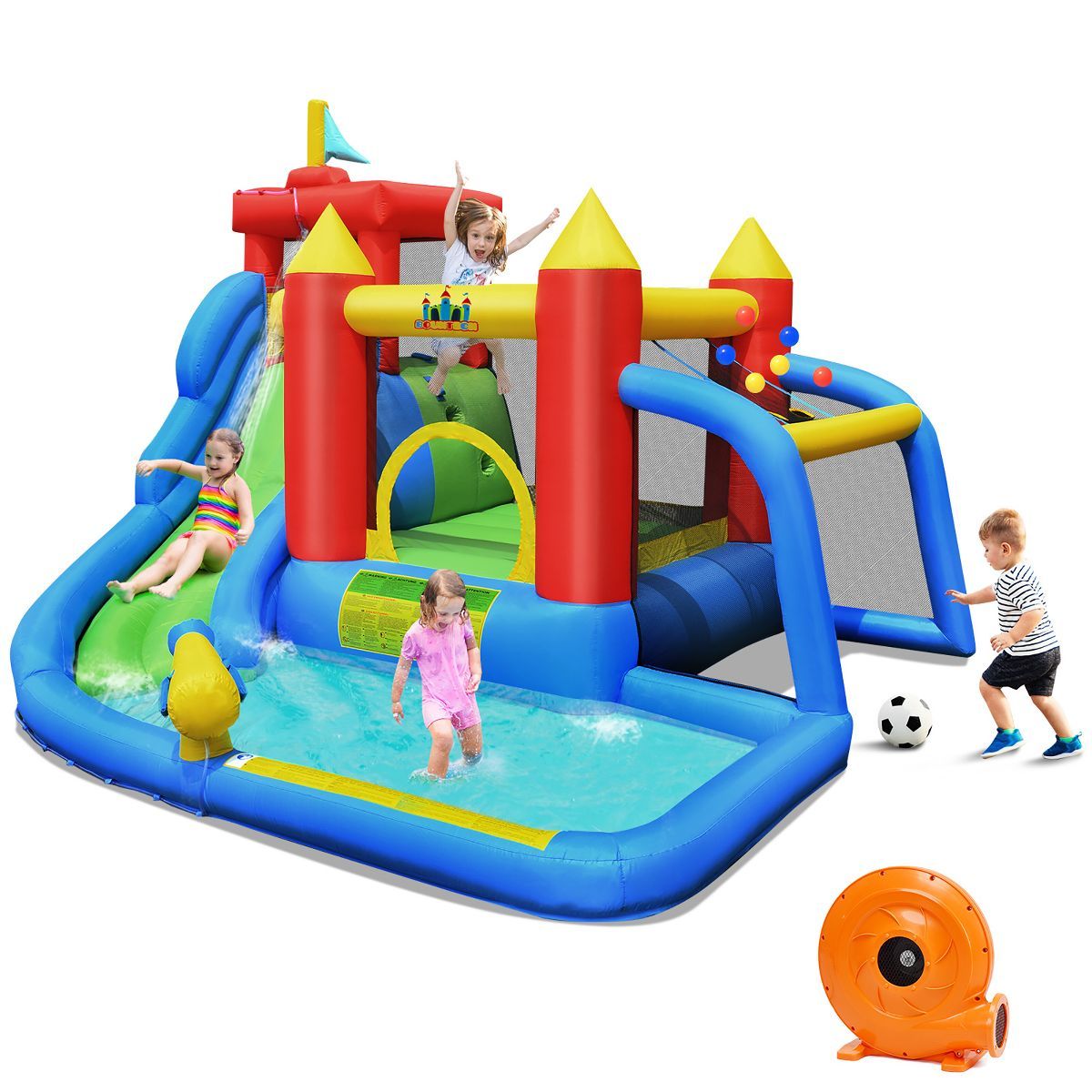 Costway Inflatable Bouncer Water Climb Slide Bounce House Splash Pool w/ Blower | Target