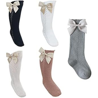 TIBE PINCESS Baby Girls knee high socks Toddler Bow Mesh Breathable Dress Socks Kids Cotton Tube ... | Amazon (US)