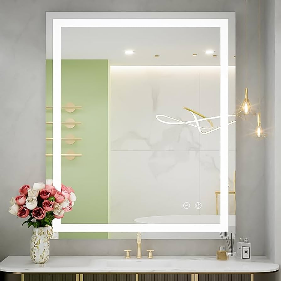 36x30 Inch Led Mirror for Bathroom with Lights,Dimmable,Anti-Fog,Lighted Bathroom Mirror with Sma... | Amazon (US)