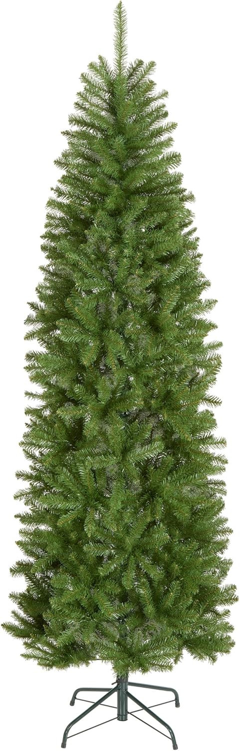 National Tree Company 7 ft Unlit Kingswood Fir Slim Artificial Christmas Tree, 892 Tips, Includes Stand, Green | Amazon (US)