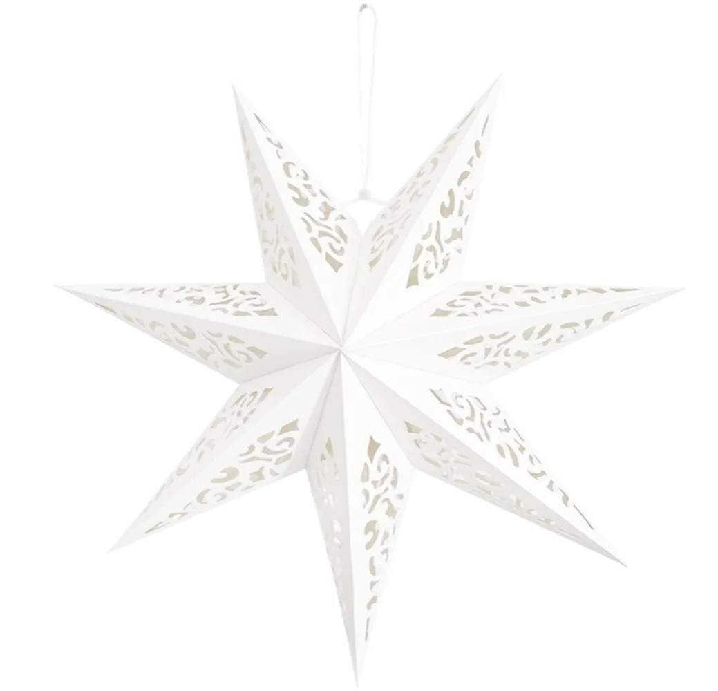 White Paper Star Lanterns, 2pcs Stars Hanging Christmas Paper Lampshade 13.8" 7 Point Star Hangin... | Walmart (US)