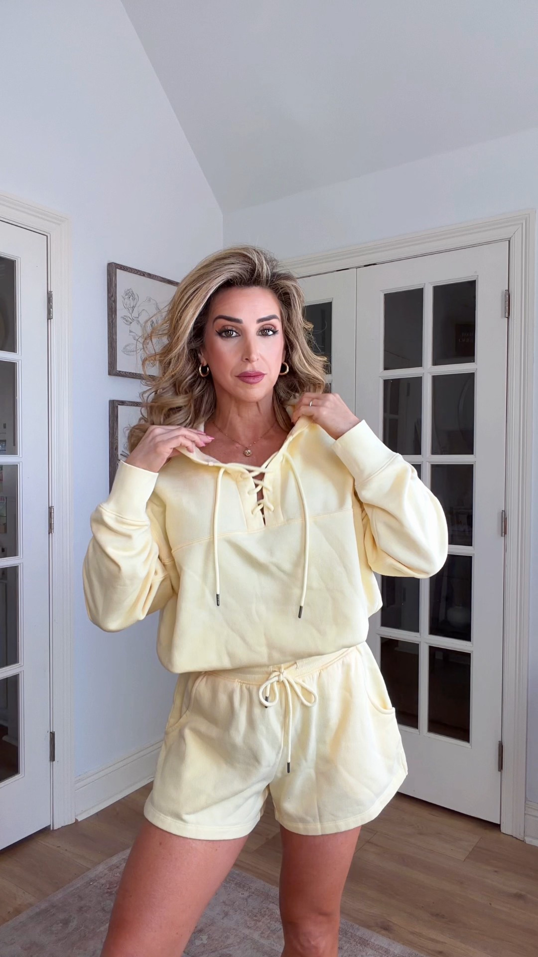 Counting down to spring. 🌱 45 days. ⏳ I lived in last year’s version of this set all last spring. So happy they brought the vibe back with this cute yellow shorts set! 💛☀️

Spring transition outfits, spring break outfits, yellow shorts, yellow sweatshirt, matching shorts set, sneakers, spring outfit ideas, spring vacation 

#LTKgrwm #LTKootd #LTKmomlife