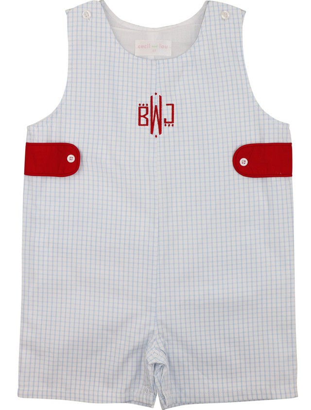 Blue Windowpane Tabbed Jon Jon | Cecil and Lou