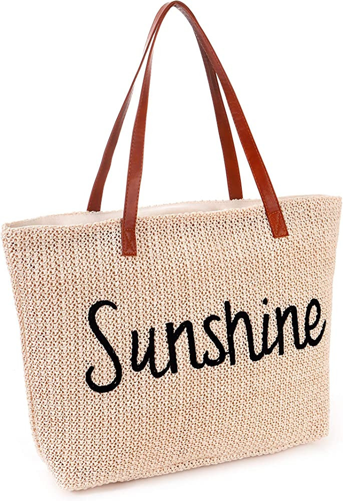 Women Beach Tote Summer Purse Handbag, Beige  Woven Straw for Travel #LTKitbag #LTKU | Amazon (US)