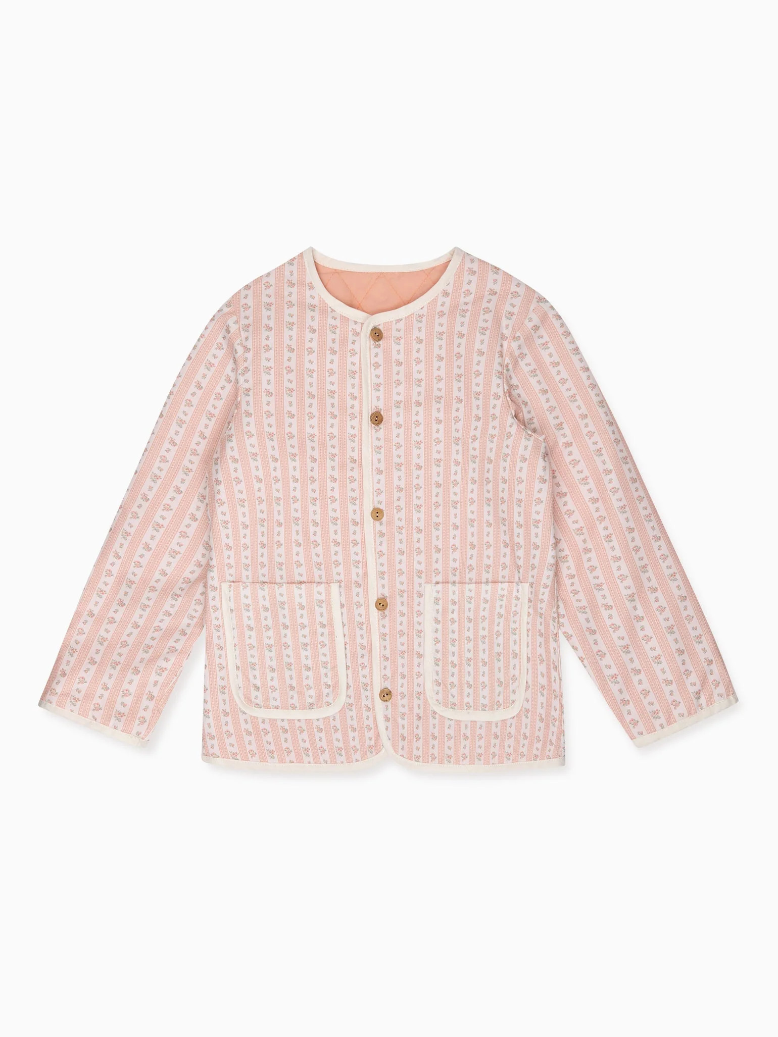 Pink Floral Stripe Reversible Dorothy Girl Jacket | La Coqueta (US)