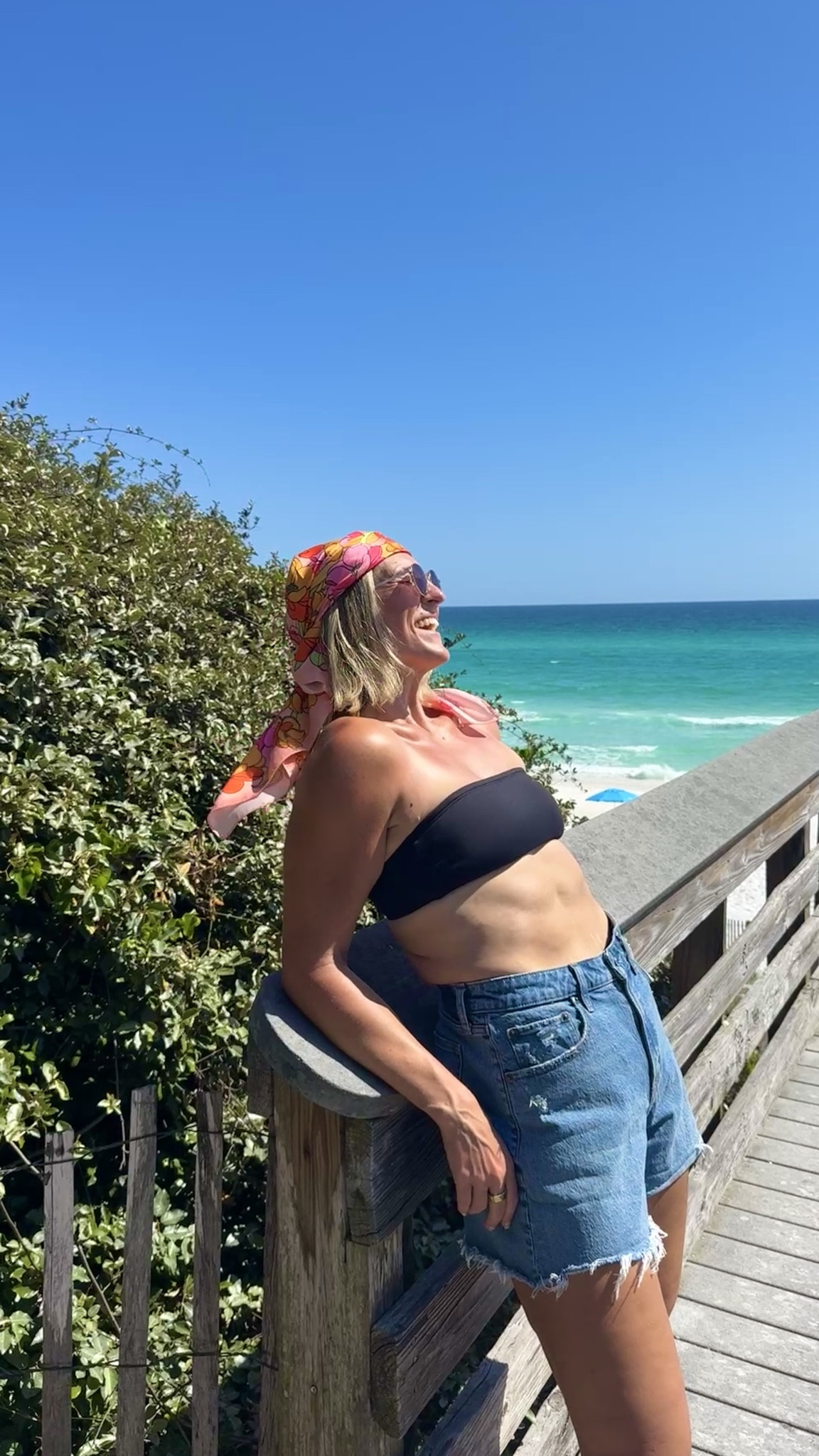 wearing M in bikini top and bottom / amazon accessories / beach accessories / beach vacation / summer ootd / swim for mom / jean shorts / mom shorts 

#LTKootd #LTKSwim #LTKTravel