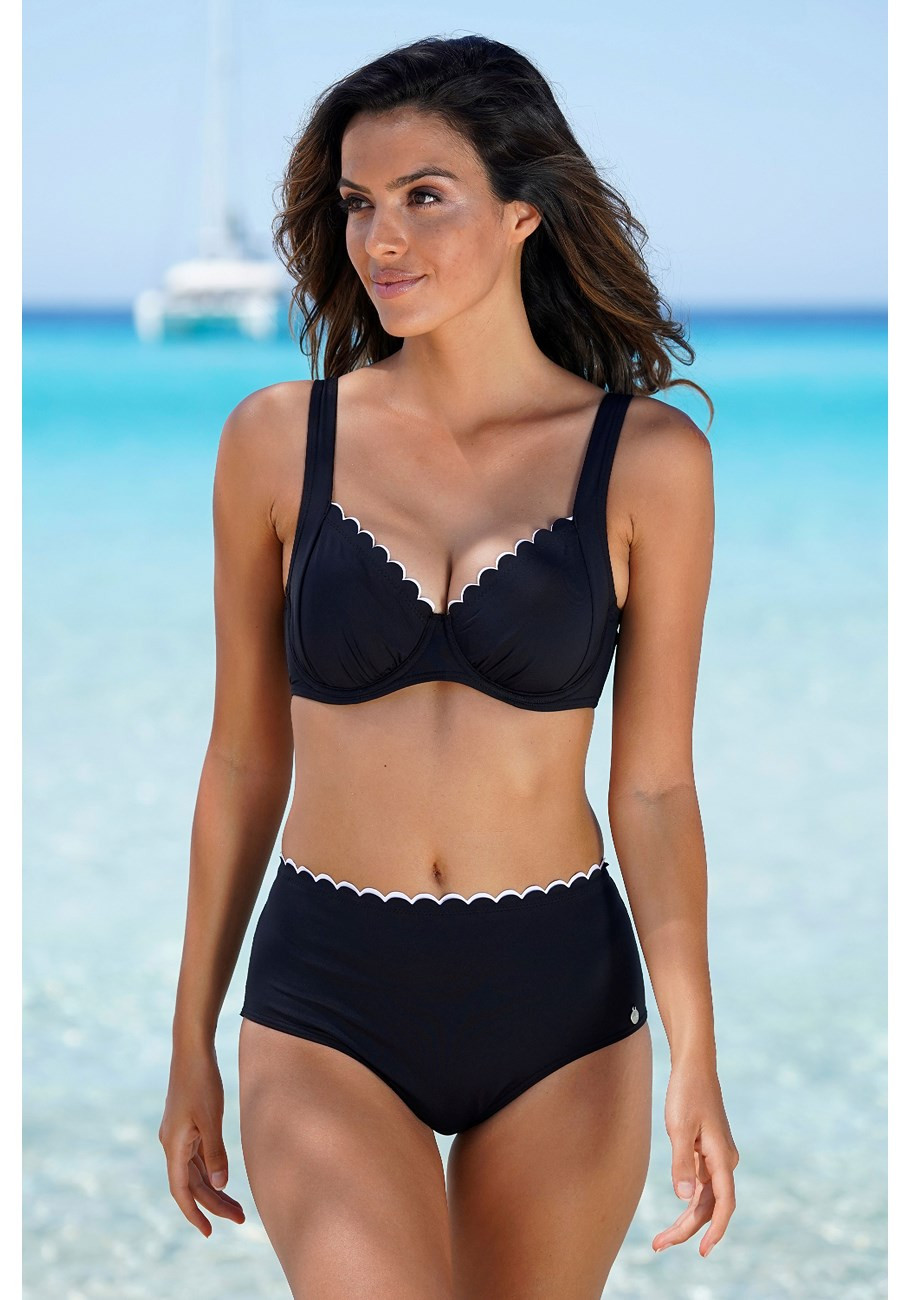 scalloped high waisted bikini bottom | Lascana