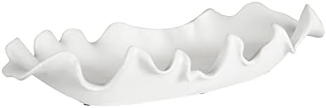 Ruffled 24" Wide Matte White Glaze Ceramic Feather Bowl | Amazon (US)
