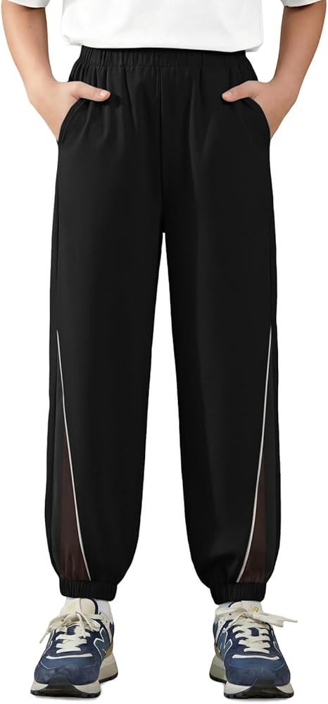 Haloumoning Boys Joggers Pants Kids Elastic Waist Sweatpants Quick Dry Mesh Color Block Athletic ... | Amazon (US)