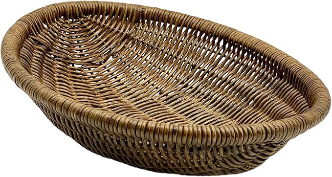 Handwoven Oval Wicker Basket – Natural Rattan Tray for Bread, Fruit & Storage, Rustic Decorativ... | Amazon (US)