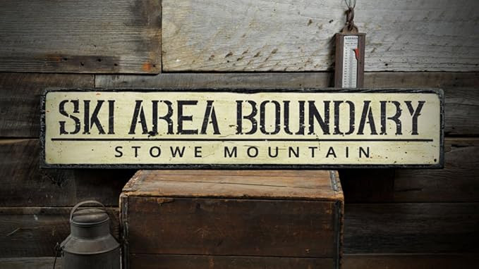 Ski Area Boundary Wood Sign, Personalized Skiing Location Mountain Name Ski Lodge Decor - Rustic ... | Amazon (US)