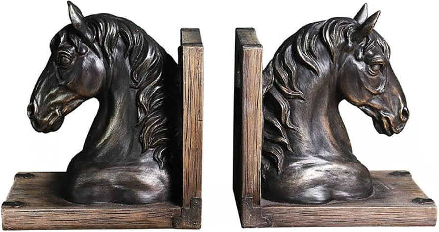 A Pair of Resin Animal Bookends. Brown Horse Head Shape | Amazon (US)