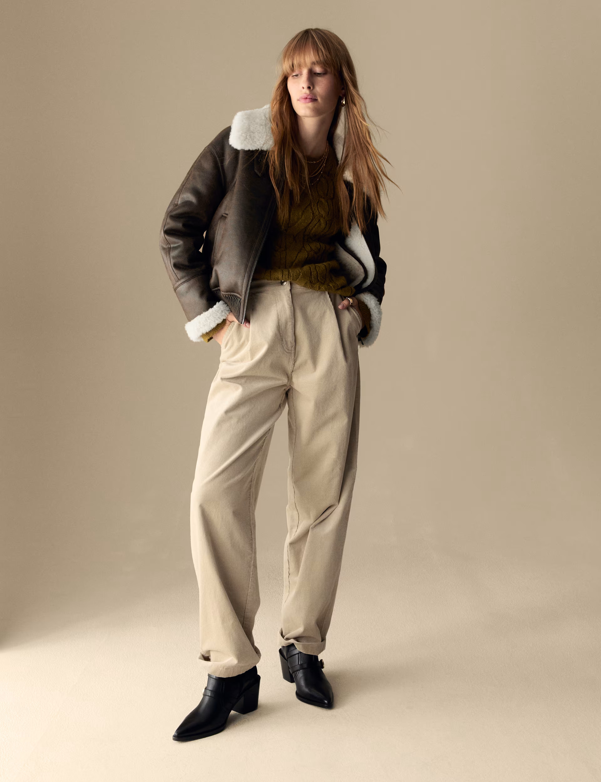 Faux Shearling Collared Bomber Jacket | Per Una | M&S | Marks & Spencer (UK)