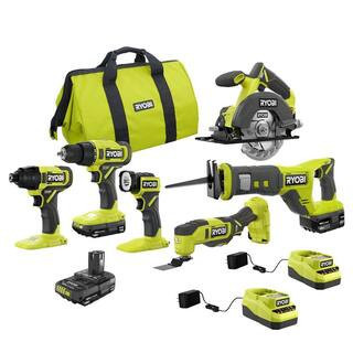 ONE+ 18V Cordless 6-Tool Combo Kit w/ 1.5 Ah Battery, 4.0 Ah Battery, & Charger w/ 2.0 Ah Battery and Charger | The Home Depot