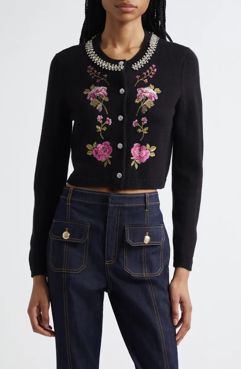 Cinq à Sept Isolde Floral Embroidered Cardigan | Nordstrom | Nordstrom