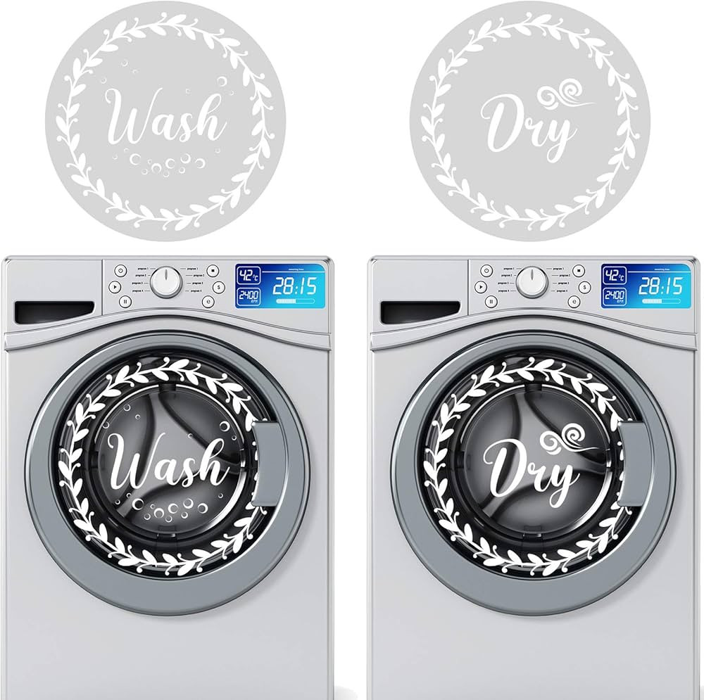 4 Pieces Wash and Dry Decal Sticker Quote Wash Dry Vinyl Laundry Stickers Machine Decal Laundry A... | Amazon (US)