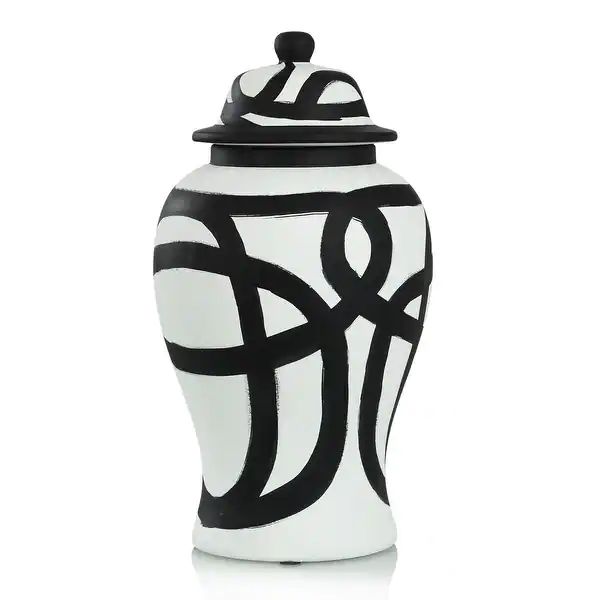 Ginger Jar- Small - Black And White Finish On Ceramic | Bed Bath & Beyond