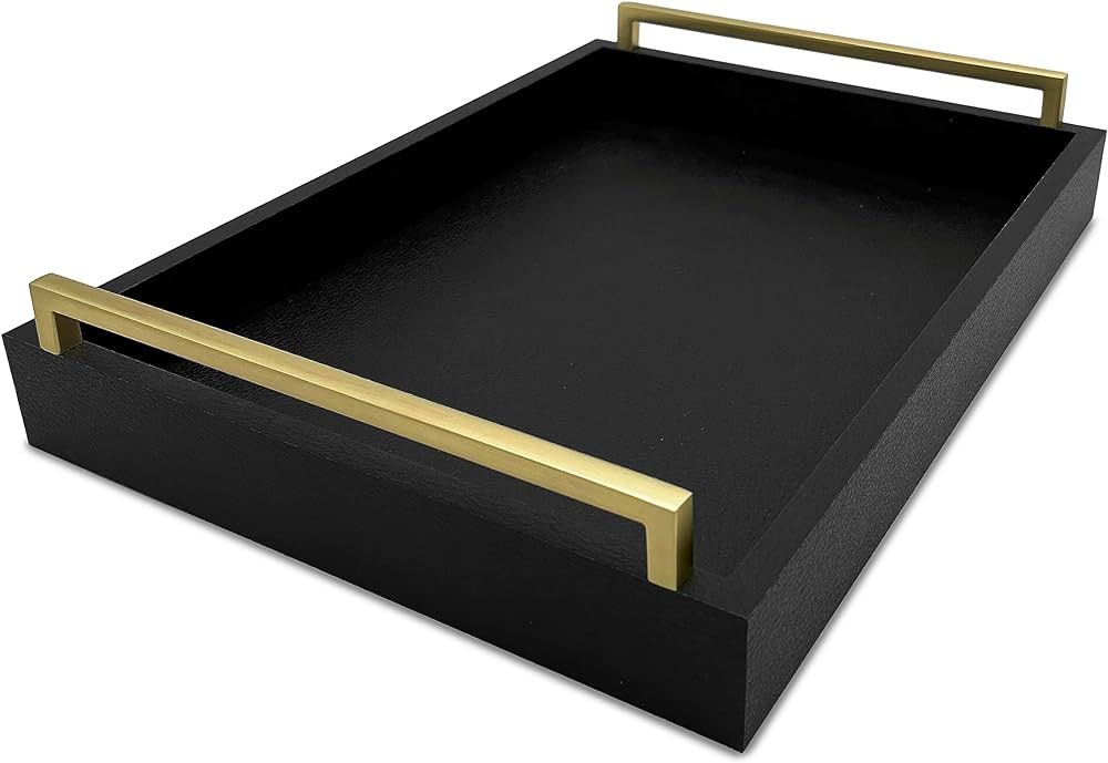 Montecito Home Decorative Coffee Table Tray - Shagreen Faux Leather - Ottoman Tray - Breakfast, D... | Amazon (US)