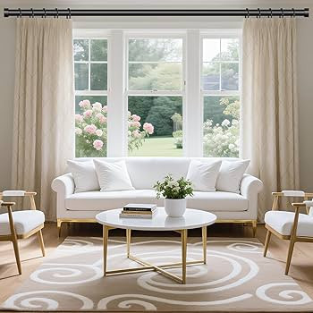 VOIIY Curtain Rods for Windows 48 to 84 Inch(4-7 Feet),Black 1'' Diameter Drapery Rods with End C... | Amazon (US)