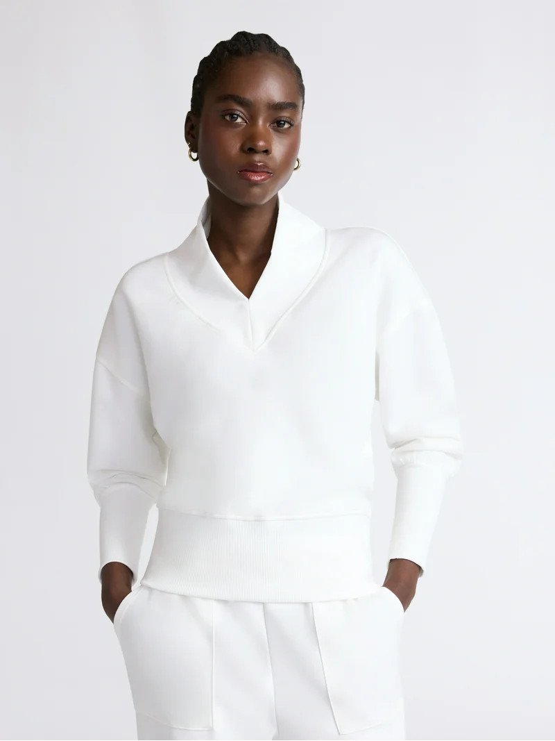 Scoop Women's and Women's Plus New Scubaknit V Neck Sweatshirt, Sizes XS-4X | Walmart (US)