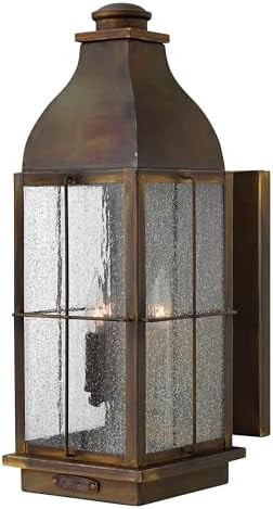 Hinkley Bingham Medium Wall Mount Outdoor Lantern, Gas Light Style, Brass, Clear Seedy Glass, Sie... | Amazon (US)