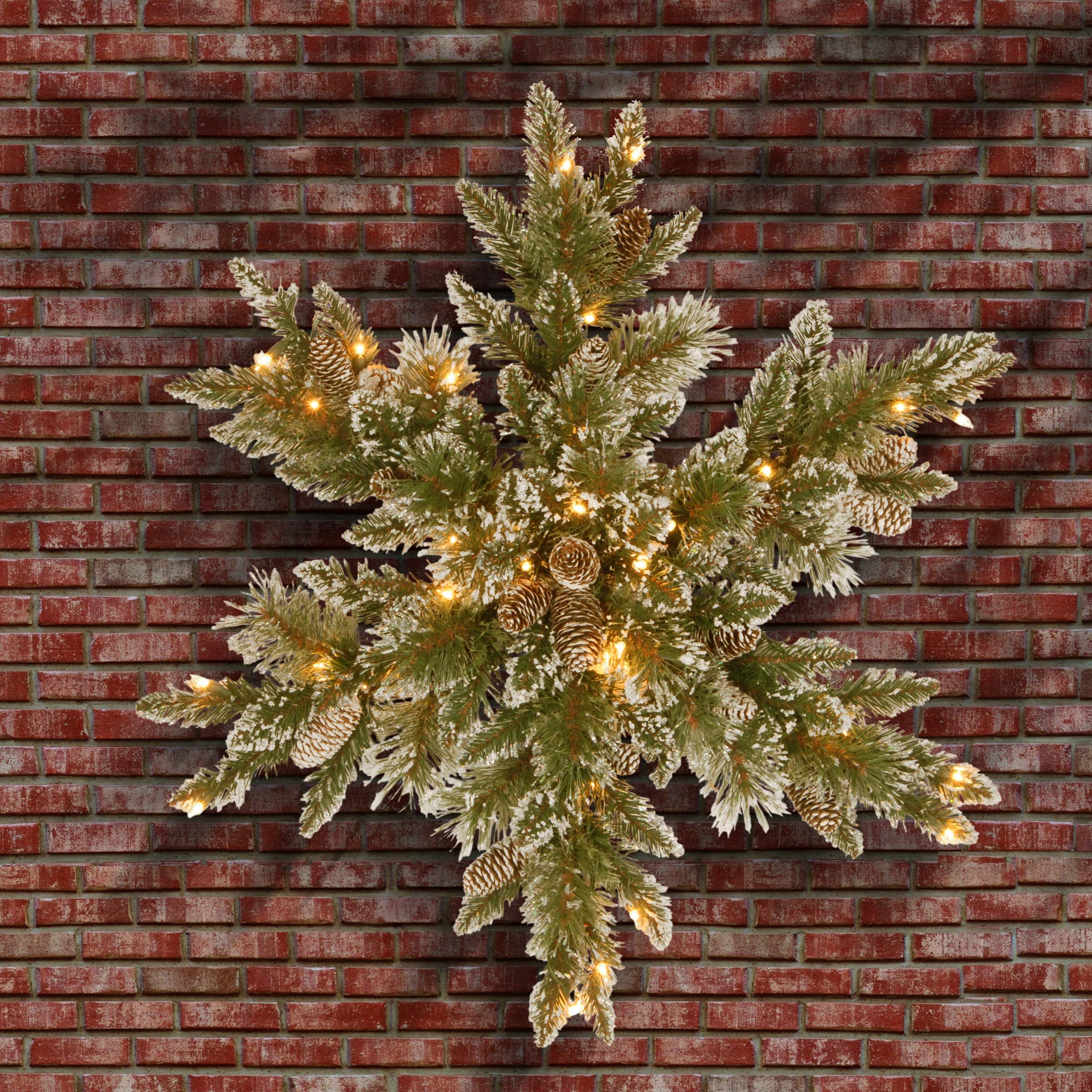 National Tree 32 Inch Glittery Bristle Pine Wreath with 21 White Tipped Cones and 50 Warm White B... | Amazon (CA)