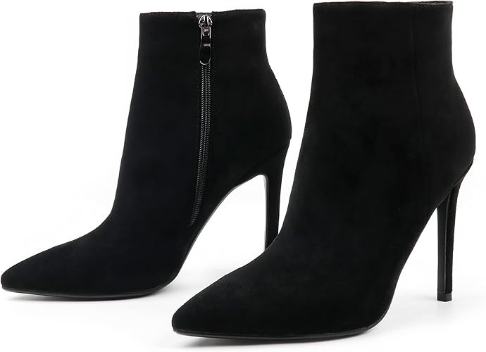 Ankle Boots for Women Stiletto High Heel Pointed Toe Boots with Zipper | Amazon (US)
