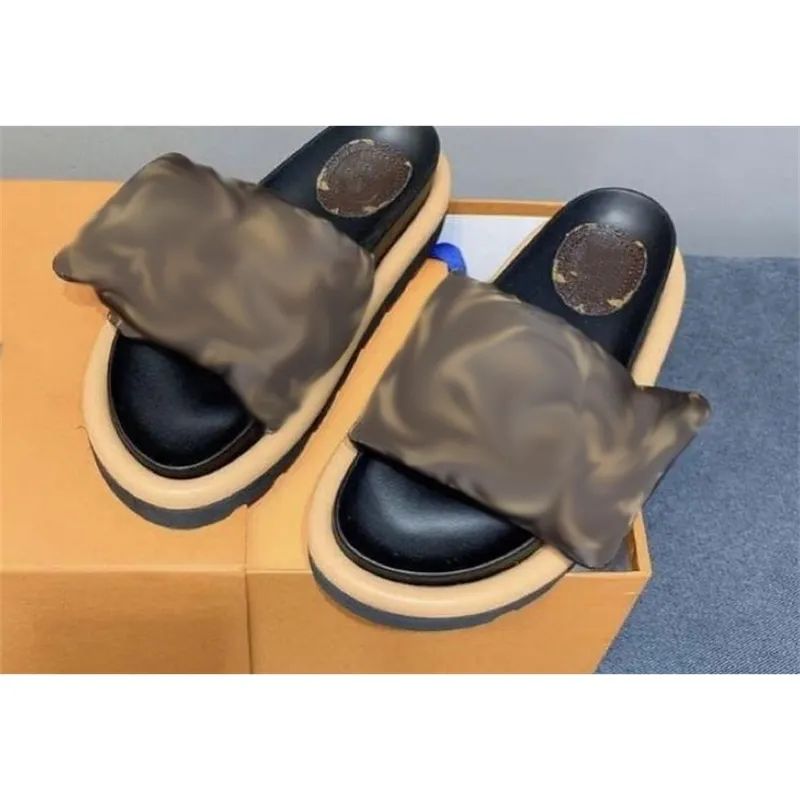 Slippers Pool Pillow Flat Comfort Mule Sandals Designer Slides Women Mule Slipper Lady Nylon Shoe... | DHGate