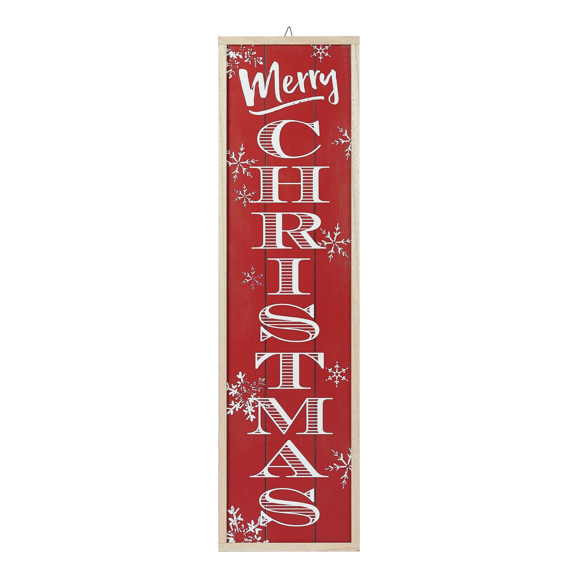Holiday Time Natural Wood Frame Indoor/Outdoor Vertical Hanging Sign Christmas Decoration, 12" x ... | Walmart (US)