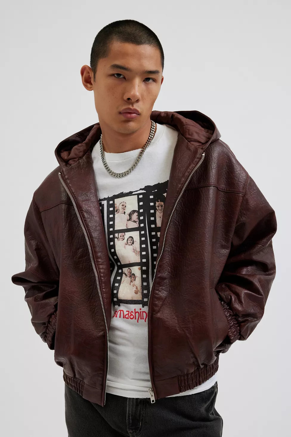 BDG Faux Leather Hooded Skate Jacket | Urban Outfitters (US and RoW)