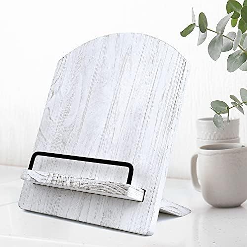 Cookbook Holder | Wood Cookbook Stand (White) Adjustable Pull-Out Recipe Holder Stand for Kitchen... | Amazon (US)