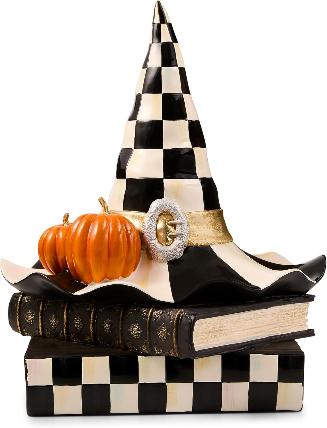 MACKENZIE-CHILDS Resin Witch Hat on Books, Black-and-White Courtly Check | Amazon (US)