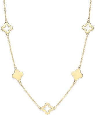Solid Silhouette Clover Chain Link Drop Earrings Alternating Clover Station Link Bracelet Bracelet In 14k Gold | Macy's