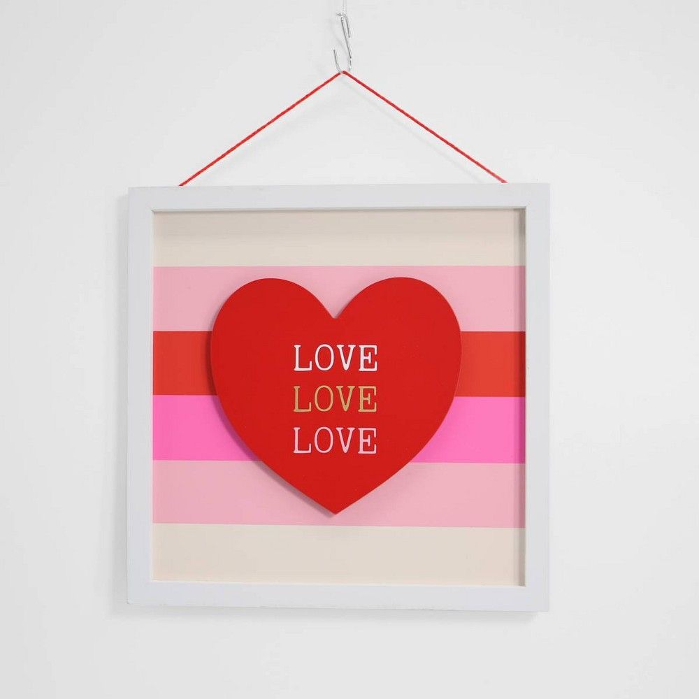 'Love' Wooden Striped Heart Valentine's Day Freestanding Sign - Spritz | Target