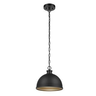 Hampton BayTalullah 1-Light Matte Black Pendant Lighting with Gold Interior(44) | The Home Depot