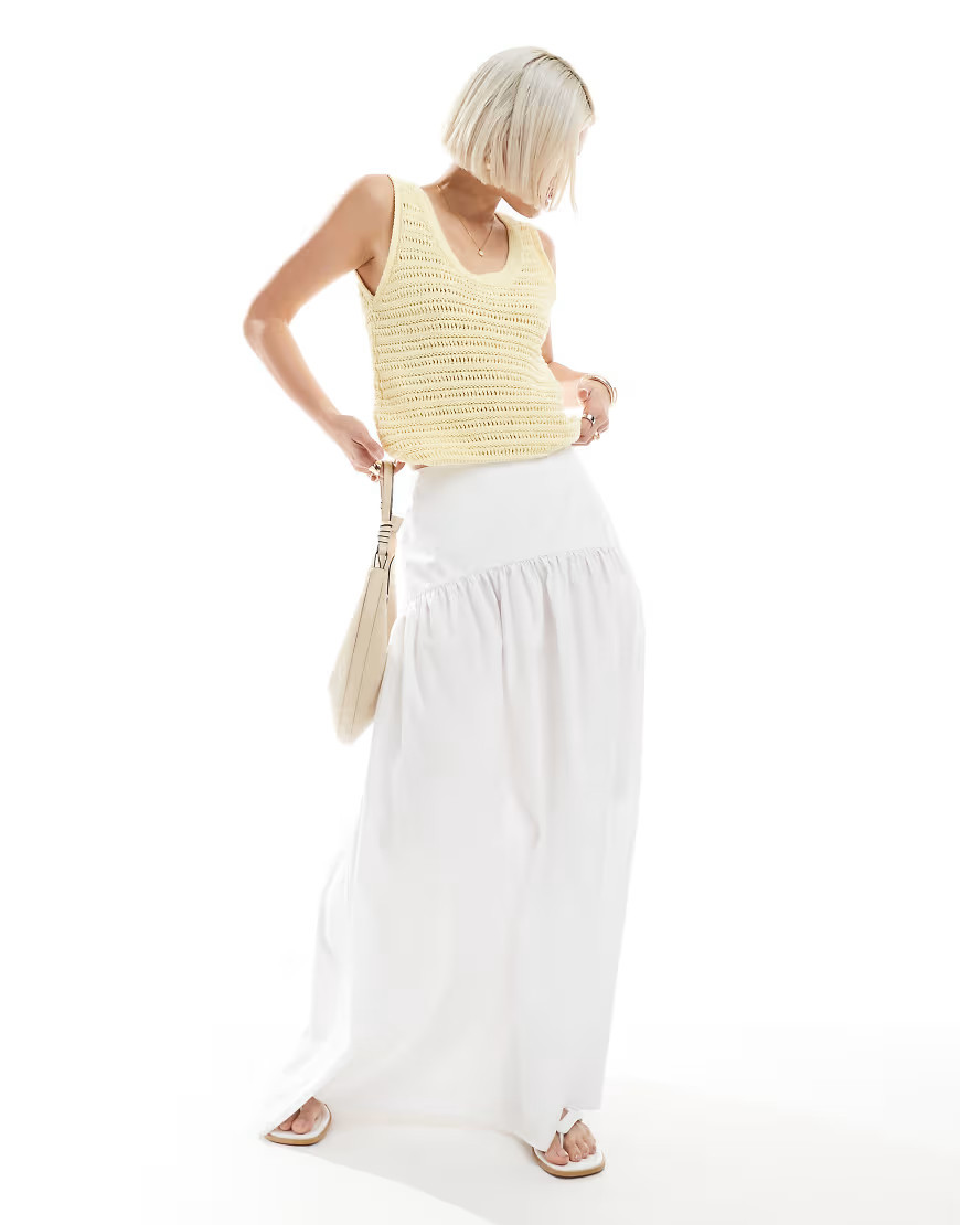 ASOS DESIGN dropped waist maxi skirt in white | ASOS (Global)