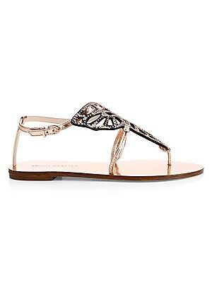 Butterfly Stud Metallic Thong Sandals | Saks Fifth Avenue (CA)