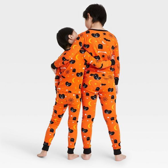 Kids' Halloween Spooky Print Matching Family Pajama Set - Orange | Target