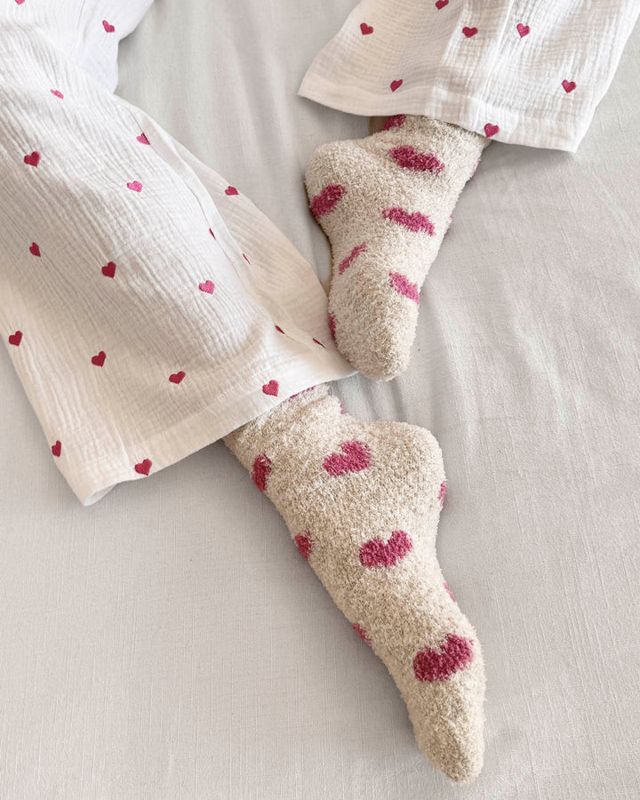 Pink Hearts Bia Fuzzy Socks | Splendid