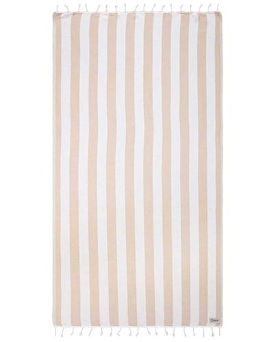 Sand Cloud Turkish Beach Towel - 100% Organic Cotton Turkish Bath Towels - Ultra Soft, Sand Free & Quick Dry Towel for Beach, Pool, or Picnic Blanket - As Seen on Shark Tank - Stripe (Beige) | Amazon (US)