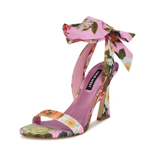 Nine West Women's Kelsie2 Heeled Sandal, Pink Floral 664, 5 | Amazon (US)