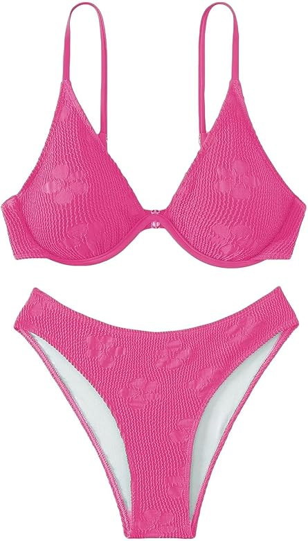 Women's Bathing Suit Floral Pattern Underwire Swimsuit Bikini Top | Amazon (US)
