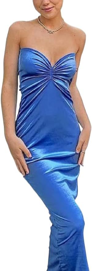 Spaghetti Strap Hollow Out Maxi Bodycon Dress Beach Sexy Patchwork Halter Neck Y2K Party Dresses | Amazon (US)