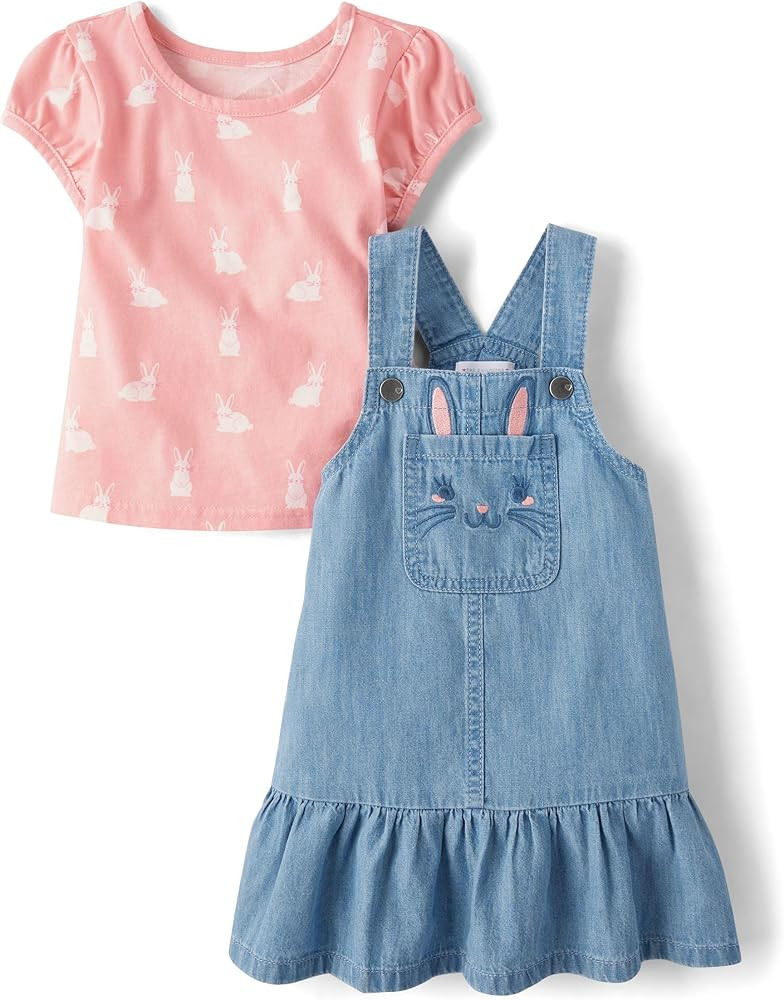 The Children's Place baby-girls And Toddler Short Sleeve Shirt and Skirtall 2 Piece Outfit | Amazon (US)