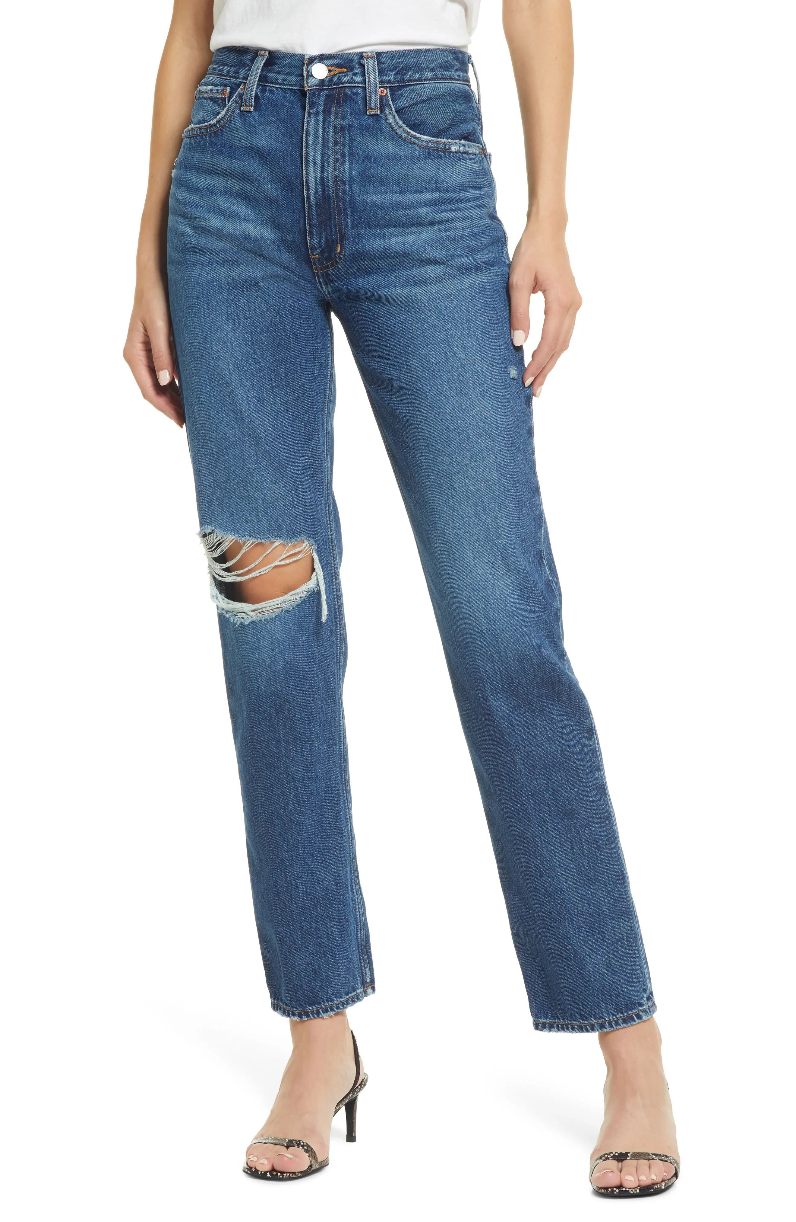 ETICA Finn High Waist Ripped Jeans in Wildwood at Nordstrom, Size 27 | Nordstrom
