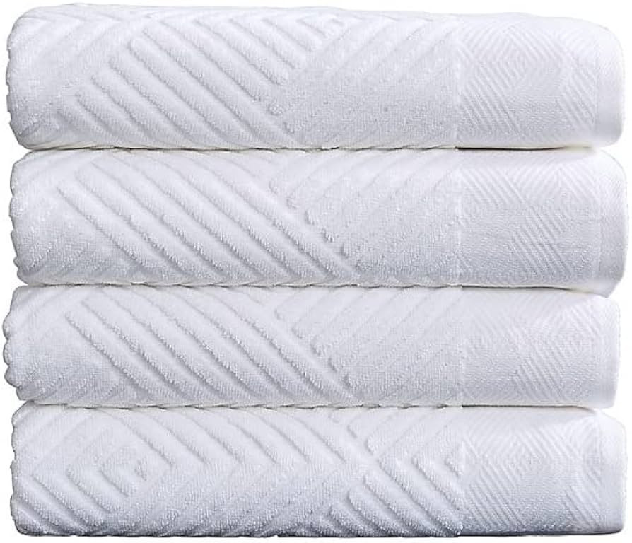 100% Cotton Soft Bath Towels Set | Quick Dry and Highly Absorbent, Textured Bath Towels 27" x 54"... | Amazon (US)